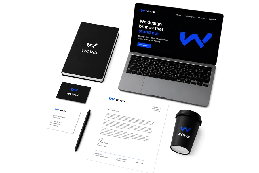 Beispiel für ein Logo und Branding auf verschiedenen Materialien